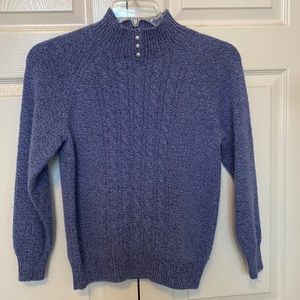 Karen Scott P/S lilac sweater with faux pearl buttons on mock turtleneck